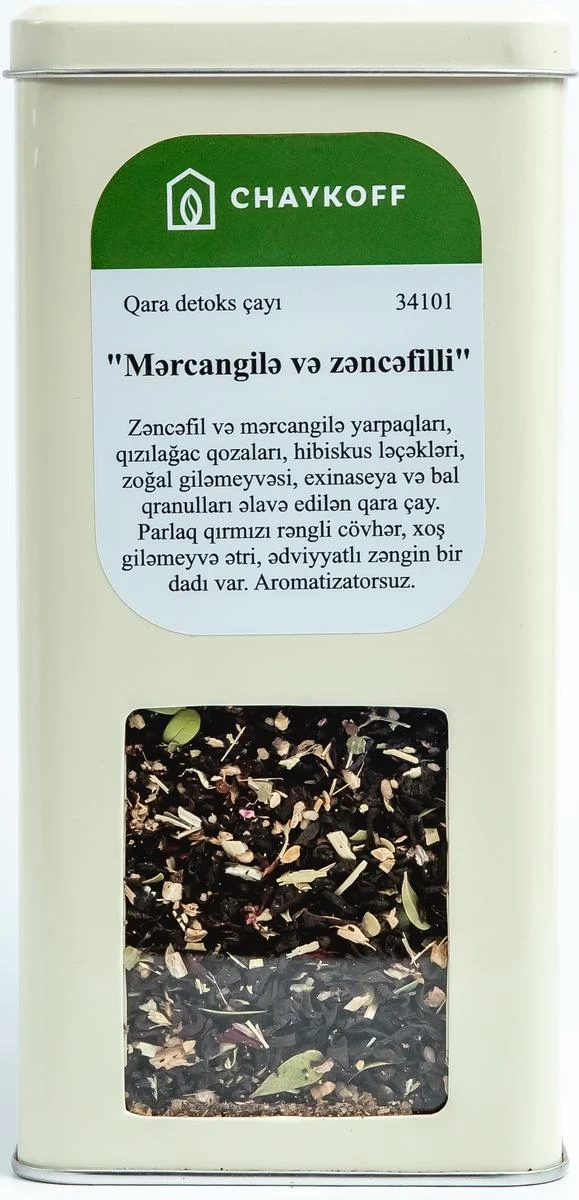 Mərcangilə və zəncəfilli qara detoks çayı (100 qr)